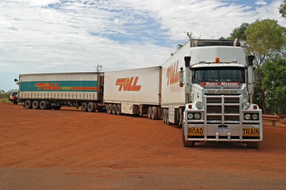 A road train on the Great Northern Highway, Western Australia